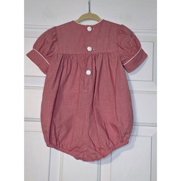 Beaux Et Belles Smocked Embroidered Christmas Peppermints Bubble Romper 6 mos - Picture 3 of 5